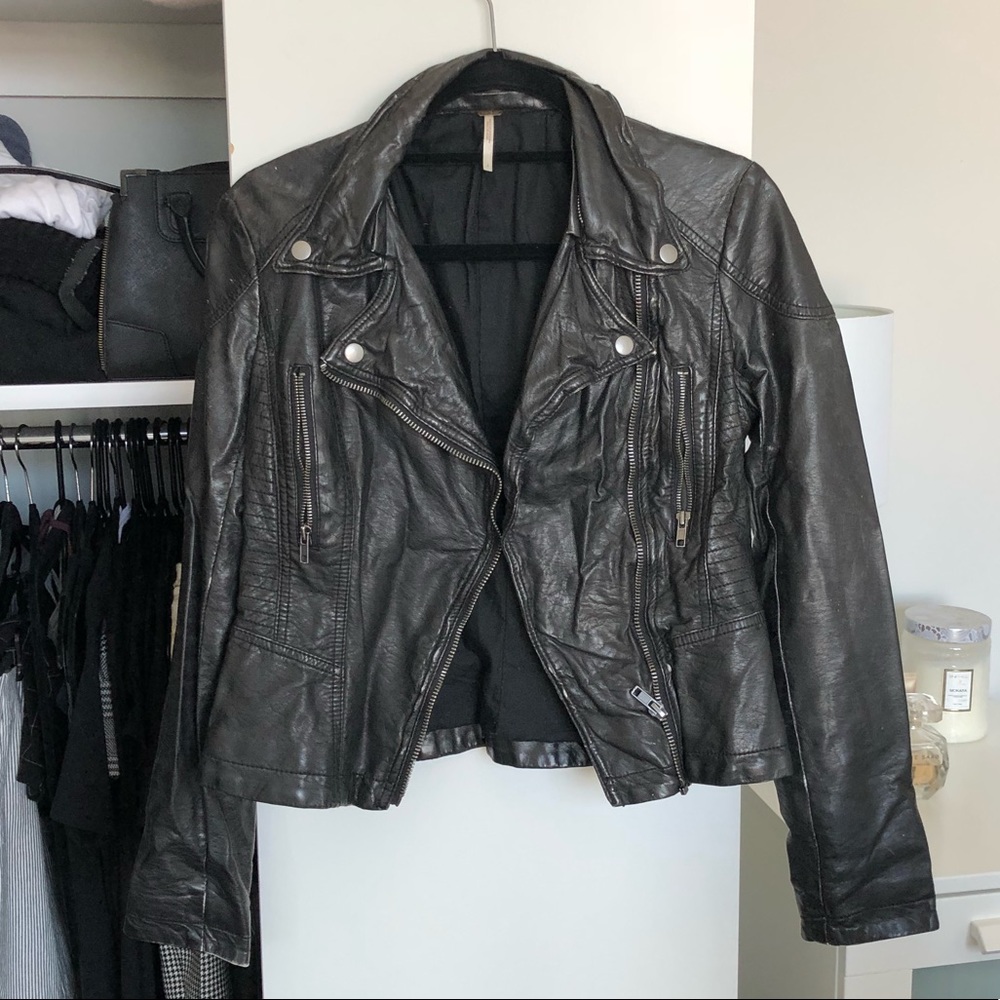 Distressed Vegan Leather Jacket